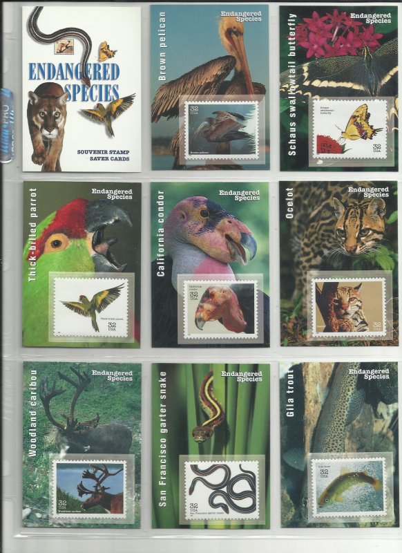 3105a-3105o  Fifteen 32c Endangered Species Stampers Cards MNH