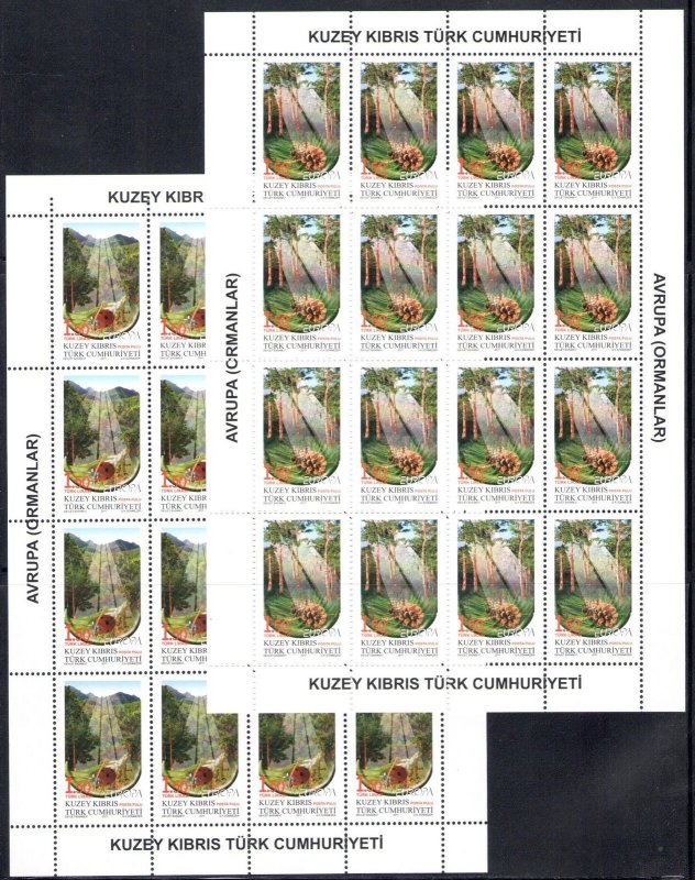 2011 Europa Cept Cyprus Turkish 2 Mini-Sheets Di 16 Values, the Forests, MNH