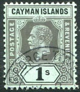 CAYMAN ISLANDS-1916 1/-Black-Green Sg 48 FINE USED V29895