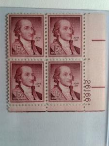 SCOTT # 1046 JOHN JAY PLATE BLOCK ROTARY PRESS EE GEM MINT NEVER HINGED