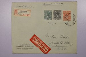 Netherlands 1937 Express Registered Cover to USA - L38078