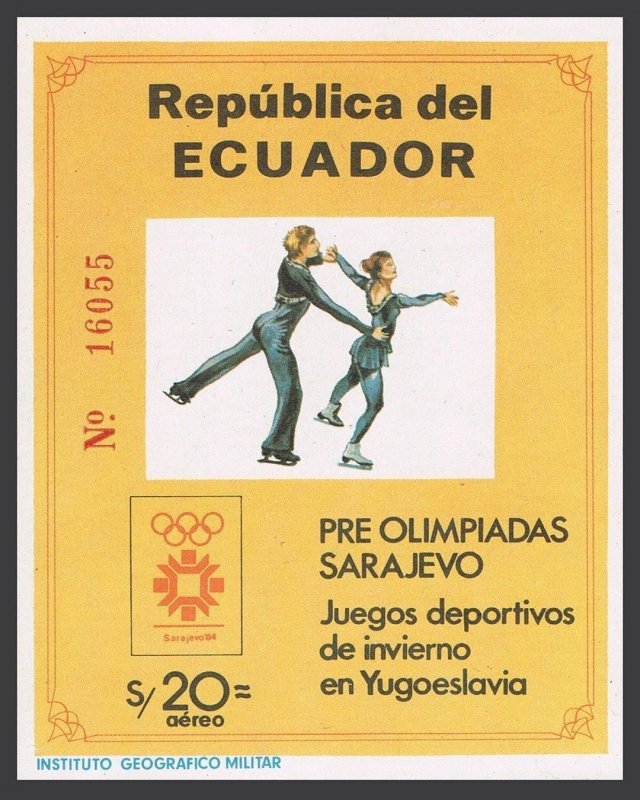 Ecuador 1054-1057, 1057A, MNH. Michel 1961-1964, Bl.110. Olympics Sarajevo-1984.