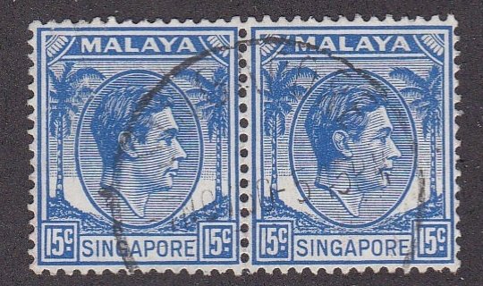 Singapore # 11, King George VI, perf 14, Used Pair