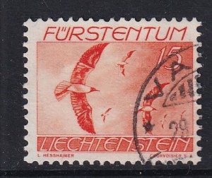 Liechtenstein  #C18  used   1939  birds 15rp