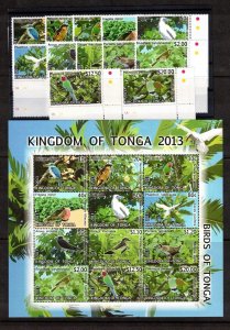 Tonga 1203-14,1215 MNH set & S/S of 2013 - WWF - Birds