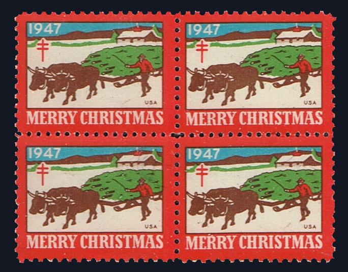 Christmas Seals - 1947 - Bringing home the Tree