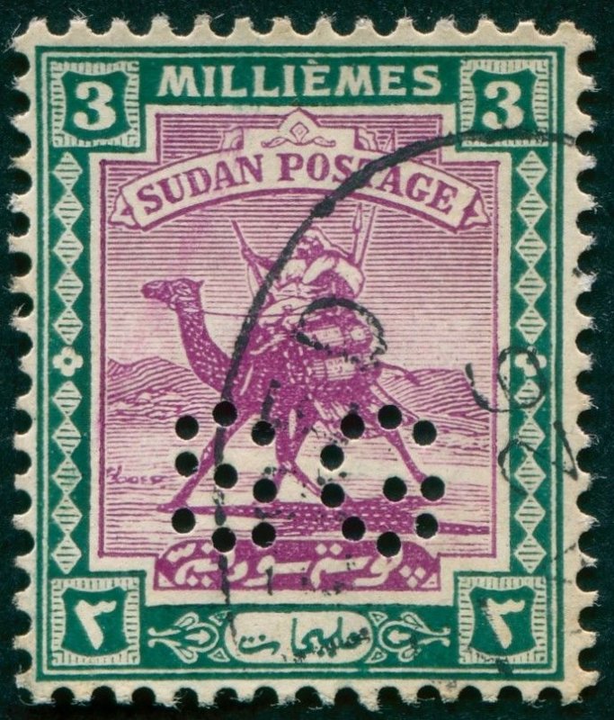 Sudan 1922 3m mauve & green SGO21 used