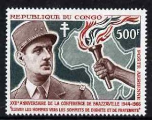 CONGO B. - 1966 - Charles de Gaulle - Perf Single Stamp - M N H