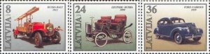 Latvia Lettland Lettonie 1996 Old museum cars set of 3 stamps MNH