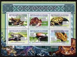 Guinea - Conakry 2009 Frogs perf sheetlet containing 6 va...