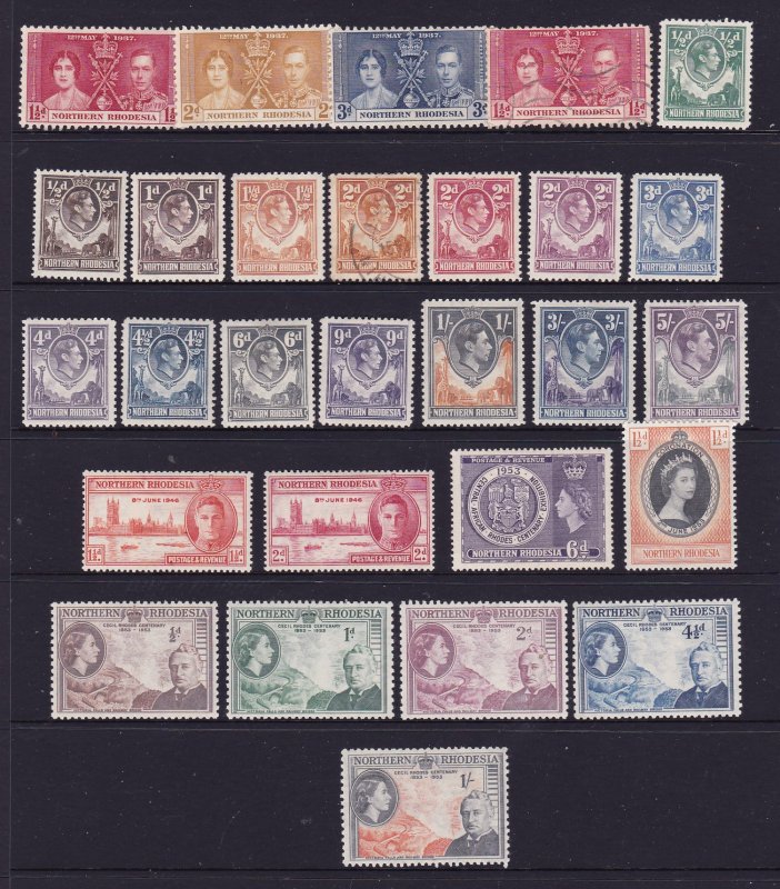 Northern Rhodesia a small mainly mint lot KGVI & QE2