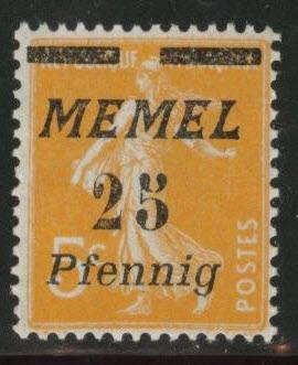 Memel Scott 56 MH*  1922 Surcharged French  stamp