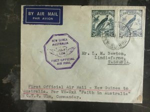 1934 Port Moresby Papua New Guinea First Flight Cover to Tasmania Australia FFC