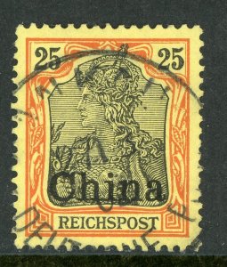 China 1901 Germany 25pf Germania Michel 19 (Sc #28) Hankau Cancel E955