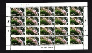 LUNDY: FLORA 24p COMPLETE UNMOUNTED MINT SHEET OF 20