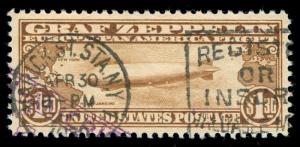 MOMEN: US STAMPS #C14 USED GRAF ZEPPELIN PSE GRADED CERT VF-80