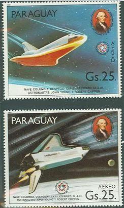 1981 Paraguay Scott C491-C492 1st Space Shuttle Mission MNH