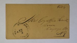 1855 Michigan Bluff Placer CA Paid 6 Mrs Hewitt Genoa New York Stampless Cover