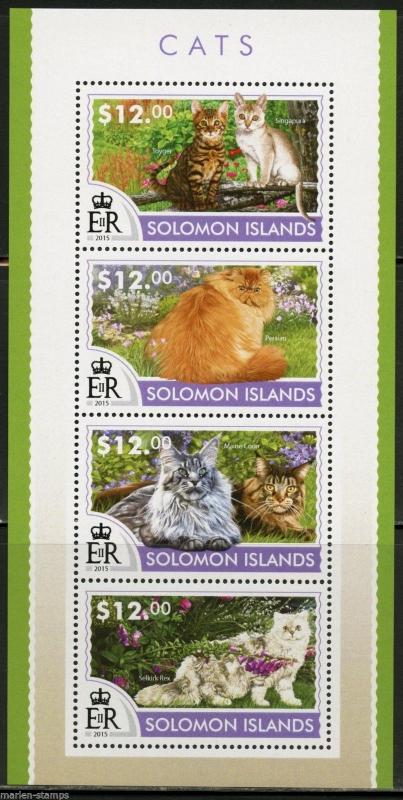 SOLOMON ISLANDS 2015 CATS SHEET   MINT NH