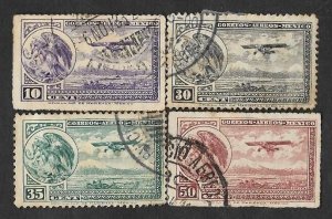 SD)1929-34 MEXICO COAT OF ARMS AND PLANE FLYING 10C SCT C11, 30C SCT C14, 35C