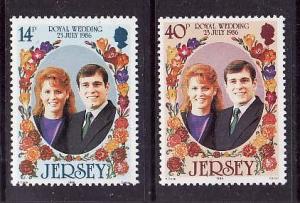 Jersey-Sc#404-5-unused NH set-Royal Wedding-Andrew & Fergie-1986-