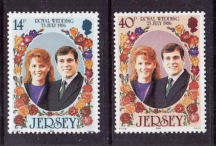 Jersey-Sc#404-5-unused NH set-Royal Wedding-Andrew & Fergie-1986-