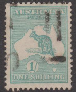 Australia 1913 Kangaroo 1 Shilling Blue Green Sc#10 Used  #1