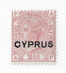 Cyprus Sc #3   2 1/2p claret  Plate 15  OG / HR VF