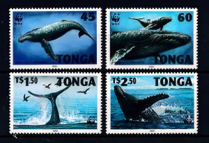 Tonga 1996 Sc#915/918 WWF HUMPBACK WHALE-MARINE LIFE Set (4) MNH