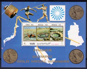 Yemen 1972 Mi#Bl.181 France Olympic Gold Medal Winners S/S Perforated MNH