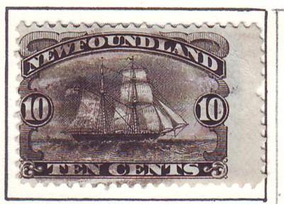 Newfoundland Sc 59  1887 10c schooner stamp used