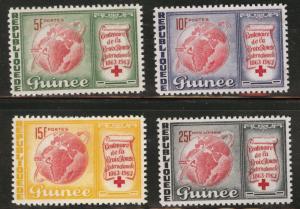 Guinea Scott 309-311,C50 1963 Red Cross Centennial set MNH**