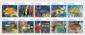 Tuvalu 2012 - Marine Life Fish - Set of 10 Definitive Stamps Scott #1214-23 MNH