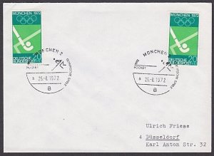 GERMANY 1972 Olympic Games cover special pmk HOCKEY........................A2982