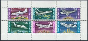 Bulgaria 3562a, MNH. Mi 3858-3863 klb. Airplanes 1990. Airbus A-300, Tu-204,DC-9