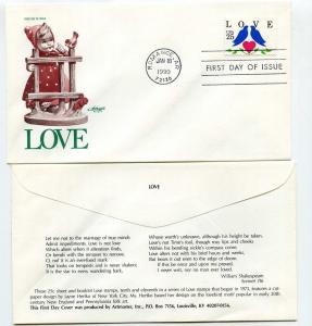 2440 Love 1990, lovebirds,  Artmaster,  FDC