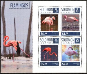 Solomon Islands 2014 Birds Flamingos sheet MNH