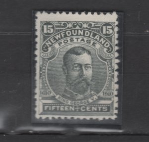 NEWFOUNDLAND  1910  #95 15c EdwardVII Fine centering