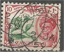 ZANZIBAR, 1961, used 10c, Khalifa, Scott 265