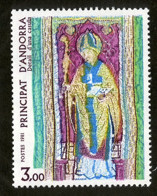 FRENCH ANDORRA 291 MNH SCV $1.25 BIN .80 RELIGION