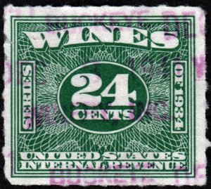 RE100 24¢ Wine Revenue Stamp (1934) Used