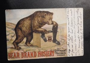 1908 USA Advertisement Postcard Cover Fort Atkinson WI to Birch WI Bear Hosiery