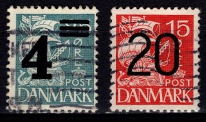 Denmark 1934/1940 Caravel Def. Optd., quadrille background [Used]