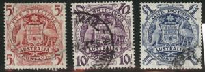 AUSTRALIA  Scott 218-220 used Coat of Arms set 1949-50 CV...