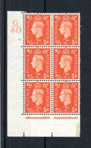 GEORGE VI 2d DARK ORANGE MOUNTED MINT CONTROL G40 CYLINDER 15. BLOCK Cat £20