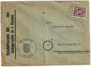 Germany 1945,Sc.#3N8b used, Letter from the District Court of Viersen