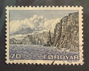 Faroe Islands 1975 Scott 11 used - 70o, landscape, Island of Sandoy Westcoast