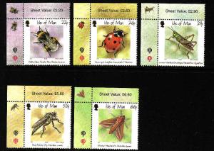 Isle of Man-SC#895-99-set-unused-NH-Insects-2001-Bees-