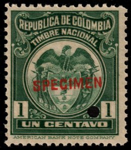 ✔️ COLOMBIA 1917 - FISCAL REVENUE PUNCH & SPECIMEN ABNC  Mi. ST7 MNH ** [6.3]