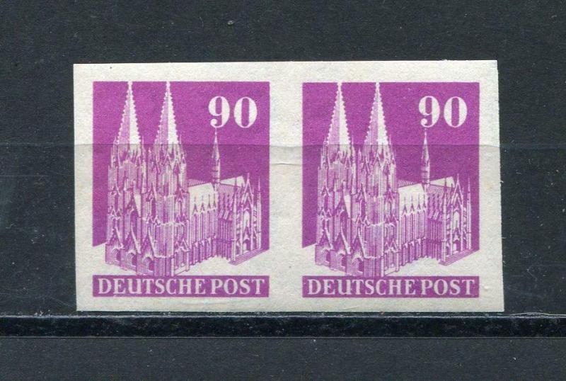 Germany 1948 Buidings Am& British Zone Imperf Pair Mi 96 IV WU MNH 400 euro 3370